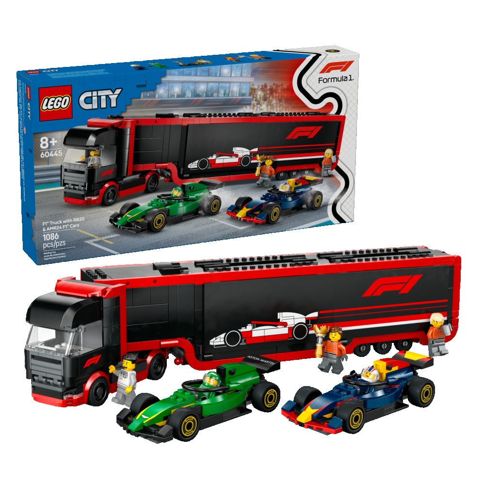 Lego F1 Autotrasportatore con monoposto F1 RB20 e AMR24 60445