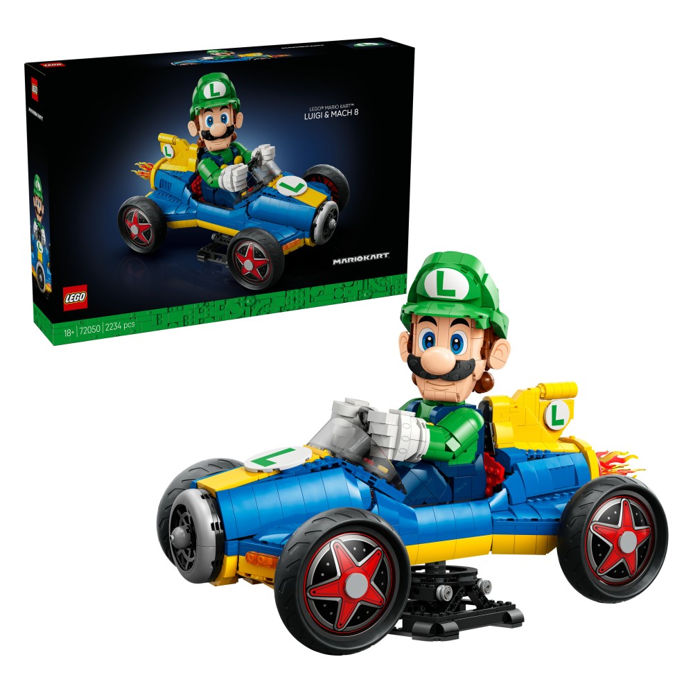 LEGO Super Mario 72050 Mario Kart: Luigi e Mach 8, Kit per Adulti con Personaggio Nintendo e Auto, Gadget da Collezione, Regalo per Gamer - 72050
