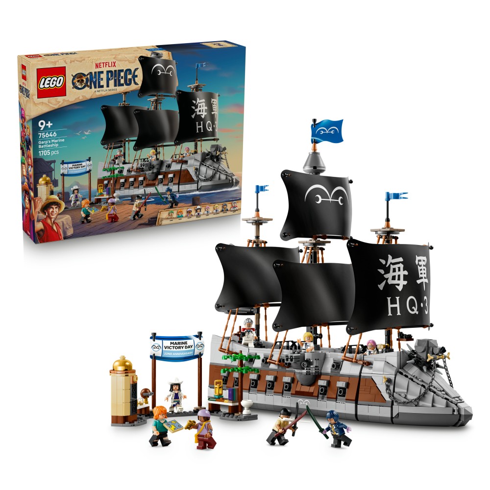 LEGO ONE PIECE 75646 La Nave da Guerra di Garp, Kit di Modellismo con Barca Giocattolo e 8 Minifigure, Regalo per Bambini 9+ - 75646