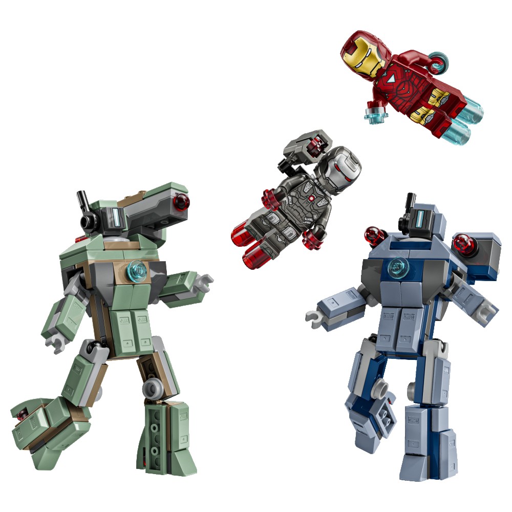 Lego Marvel Iron Man e War Machine contro i droni di Hammer 76320