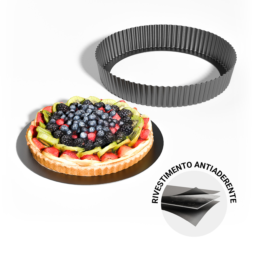 Stampo crostata antiaderente 30x5,5cm acciaio verniciato - immagine 5