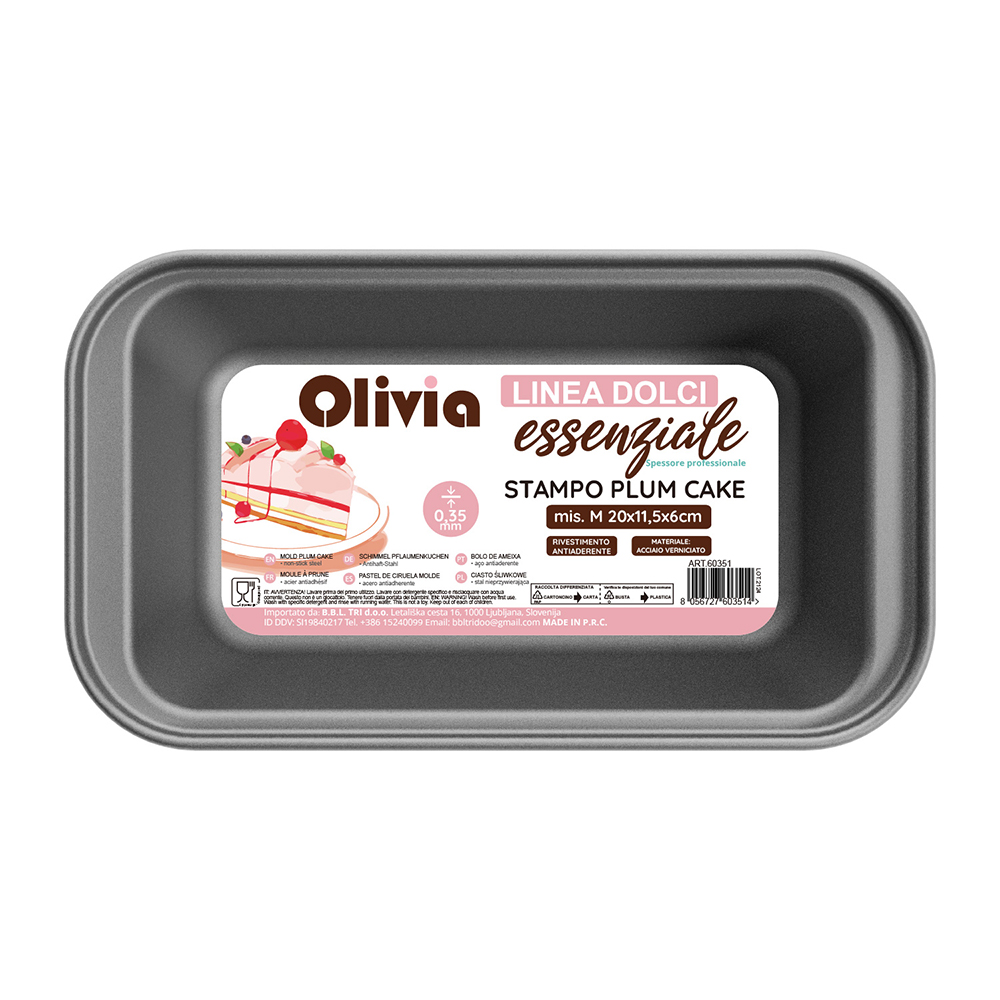 Stampo Plum Cake rettangolare 20x11,5x6cm in acciaio verniciato