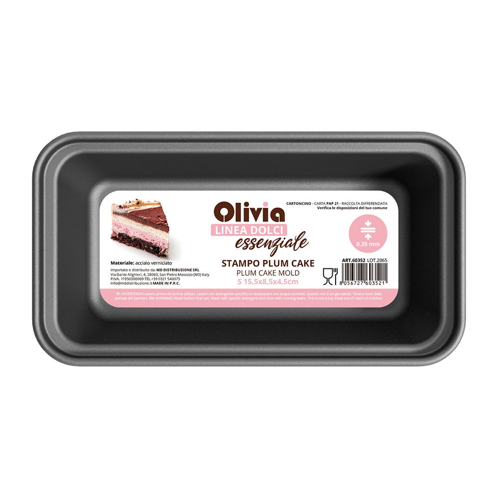 Stampo Plum Cake rettangolare 15,5x8,5x4,5cm in acciaio verniciato