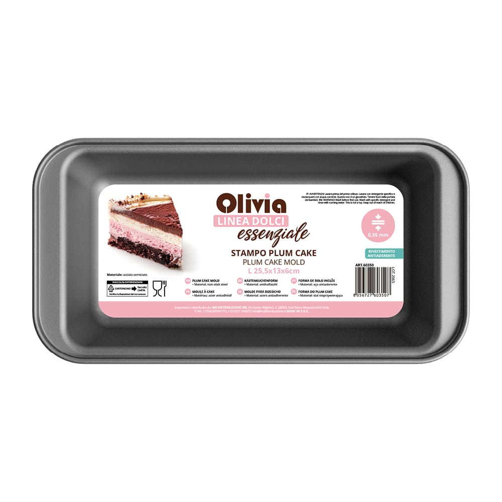 Stampo Plum Cake rettangolare 25,5x13x6cm in acciaio verniciato