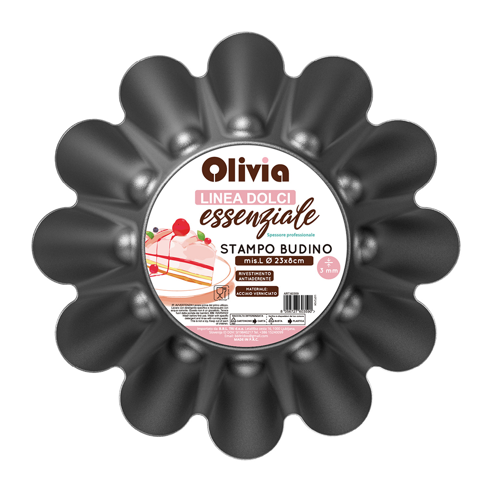 Stampo Budino Antiaderente 23x8 cm acciaio verniciato