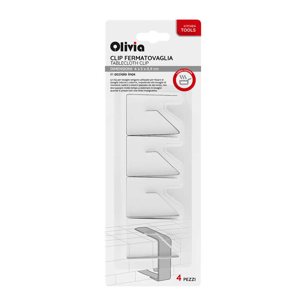 Fermatovaglia clip con Molla in Acciaio Inox 5x4x0,9 cm 4 pezzi