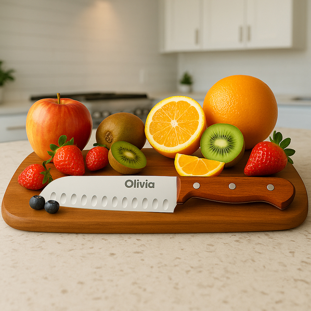 Coltello da chef in acciaio inox lama da 17cm manico in legno di Faggio - immagine 7