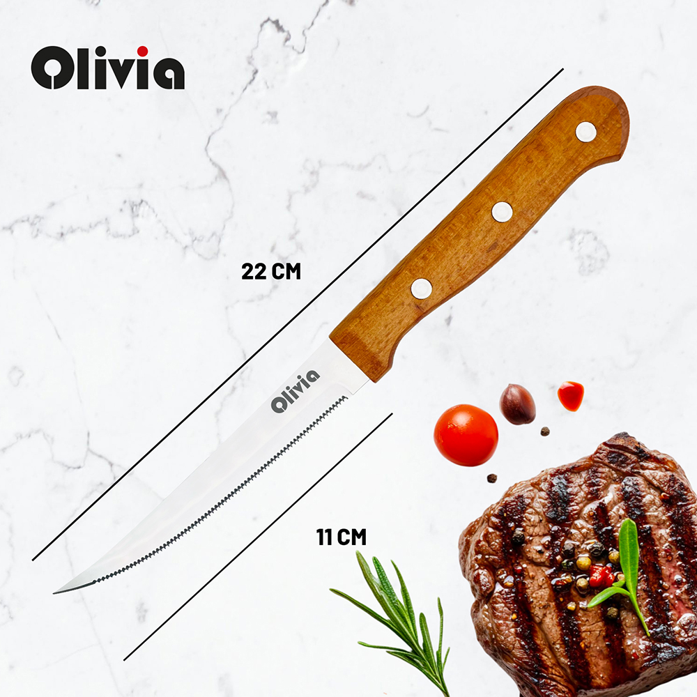 08380 coltello bistecca seghettato 22x17cm in acciaio inox manico in legno di faggio 5 Rasoigoodfellas Coltello bistecca seghettato 22x1,7cm in acciaio inox manico in legno di Faggio - immagine 5