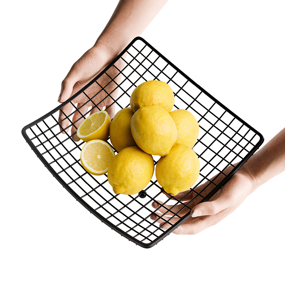 Porta frutta moderno in acciaio verniciato nero 28,5x28,5cm - immagine 6