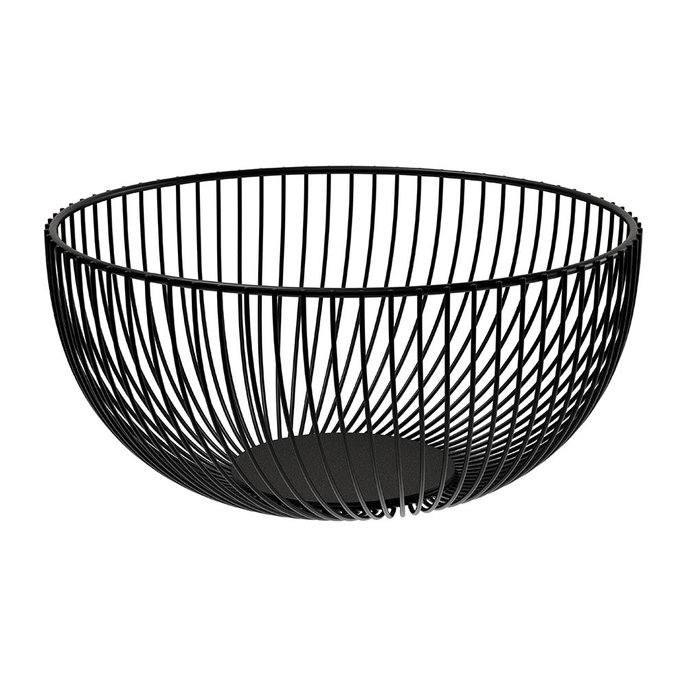 Porta Frutta moderno in acciaio verniciato nero  25x13cm