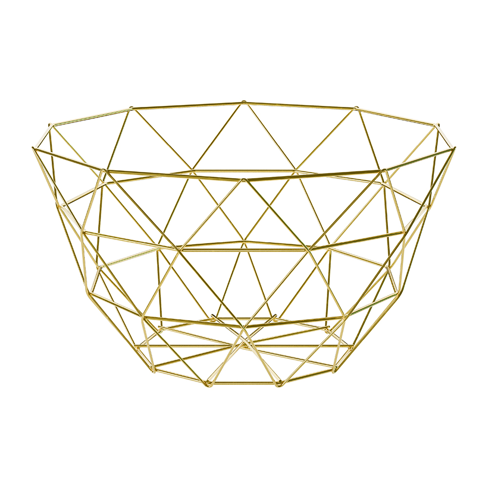 Porta Frutta moderno in acciaio verniciato oro  26x14cm