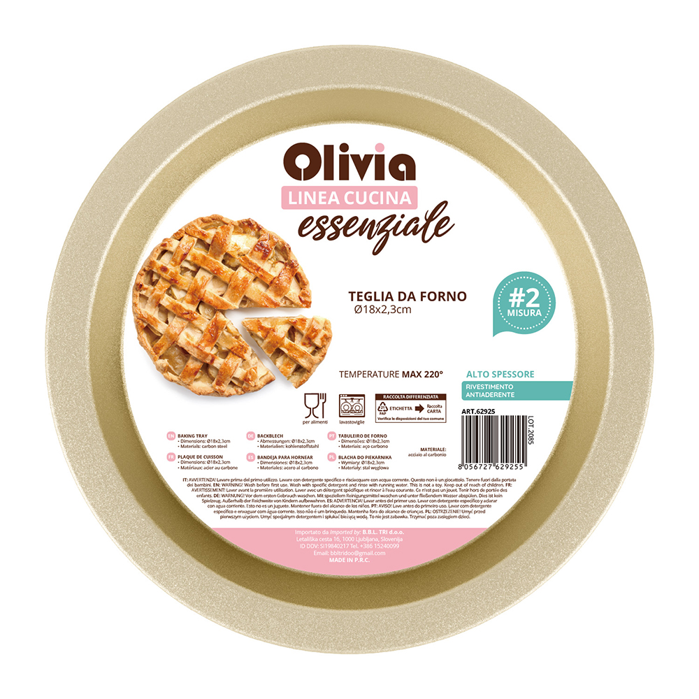 Teglia FornoTonda 18x2,3 cm antiaderente acciaio al carbonio