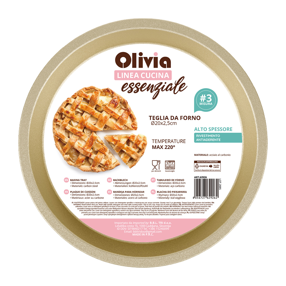 Teglia FornoTonda 20x2,5 cm antiaderente acciaio al carbonio