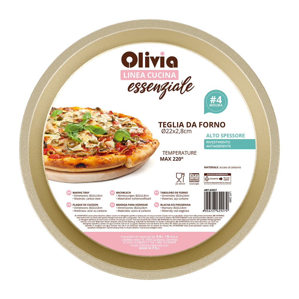 Teglia FornoTonda 22x2,8 cm antiaderente acciaio al carbonio