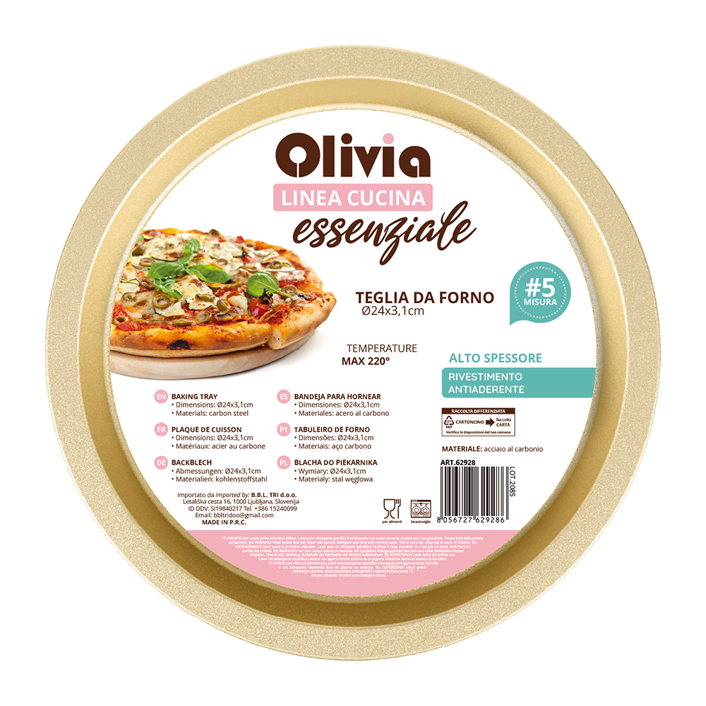 Teglia FornoTonda 24x3,1 cm antiaderente acciaio al carbonio