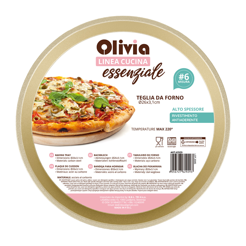 Teglia FornoTonda 26x3,1 cm antiaderente acciaio al carbonio