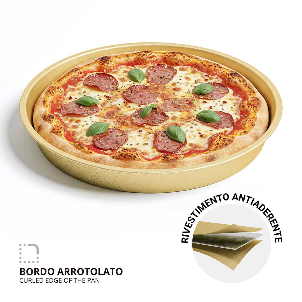 Teglia forno tonda 26x3,1cm antiaderente acciaio al carbonio - immagine 4