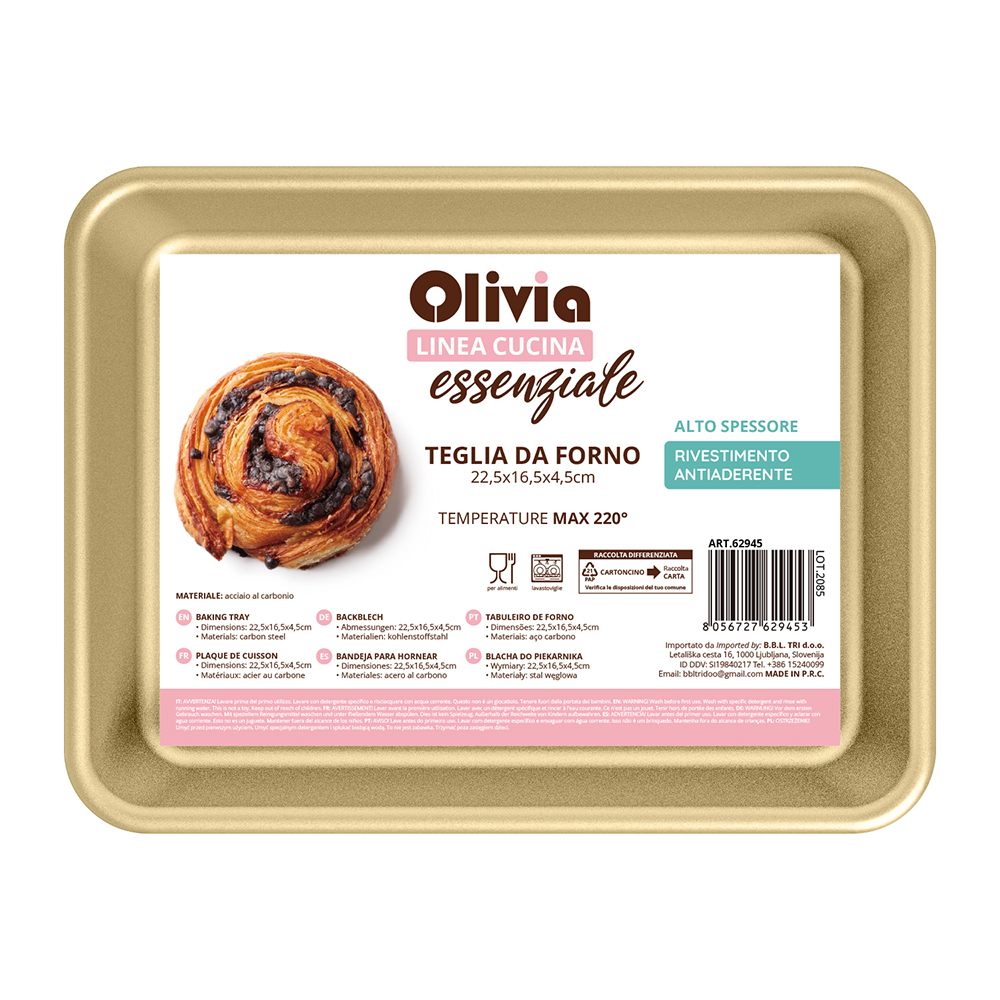 Teglia Forno Rettangolare 22,5x16,5x4,5cm antiaderente acciaio al carbonio