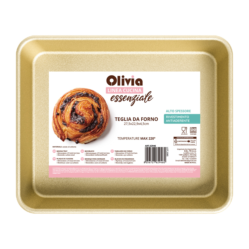 Teglia Forno Rettangolare 27,5x22,9x4,5cm antiaderente acciaio al carbonio
