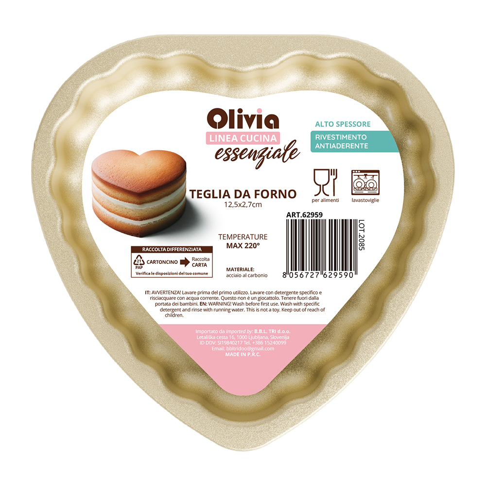 Teglia forno a Cuore 12,5x2,7cm antiaderente in acciaio al carbonio