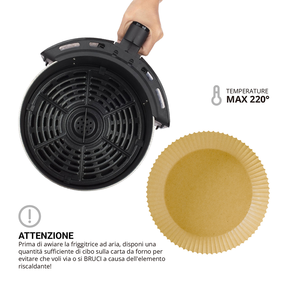 Carta friggitrice ad aria Rotonda 16x4,5cm 50 pezzi Monouso - immagine 3