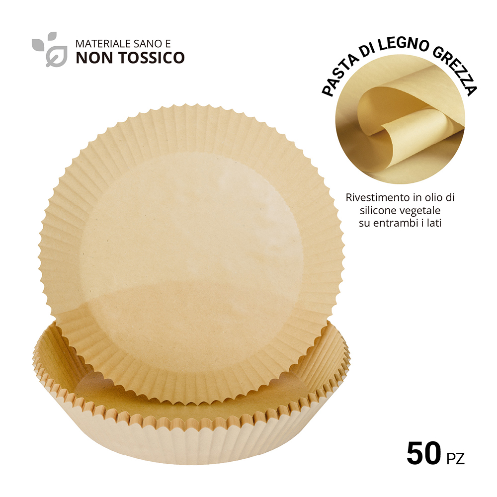 Carta friggitrice ad aria Rotonda 16x4,5cm 50 pezzi Monouso - immagine 4