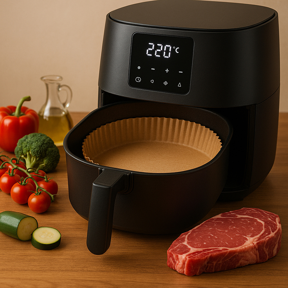 Carta forno per friggitrice ad aria e microonde 50 pezzi diametro 20cmx4,5cm - immagine 2