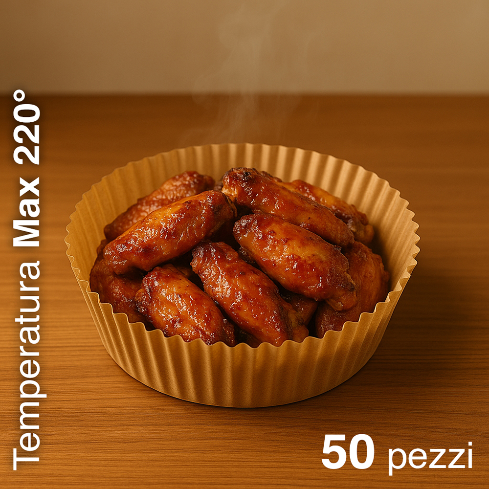 Carta forno per friggitrice ad aria e microonde 50 pezzi diametro 20cmx4,5cm - immagine 4