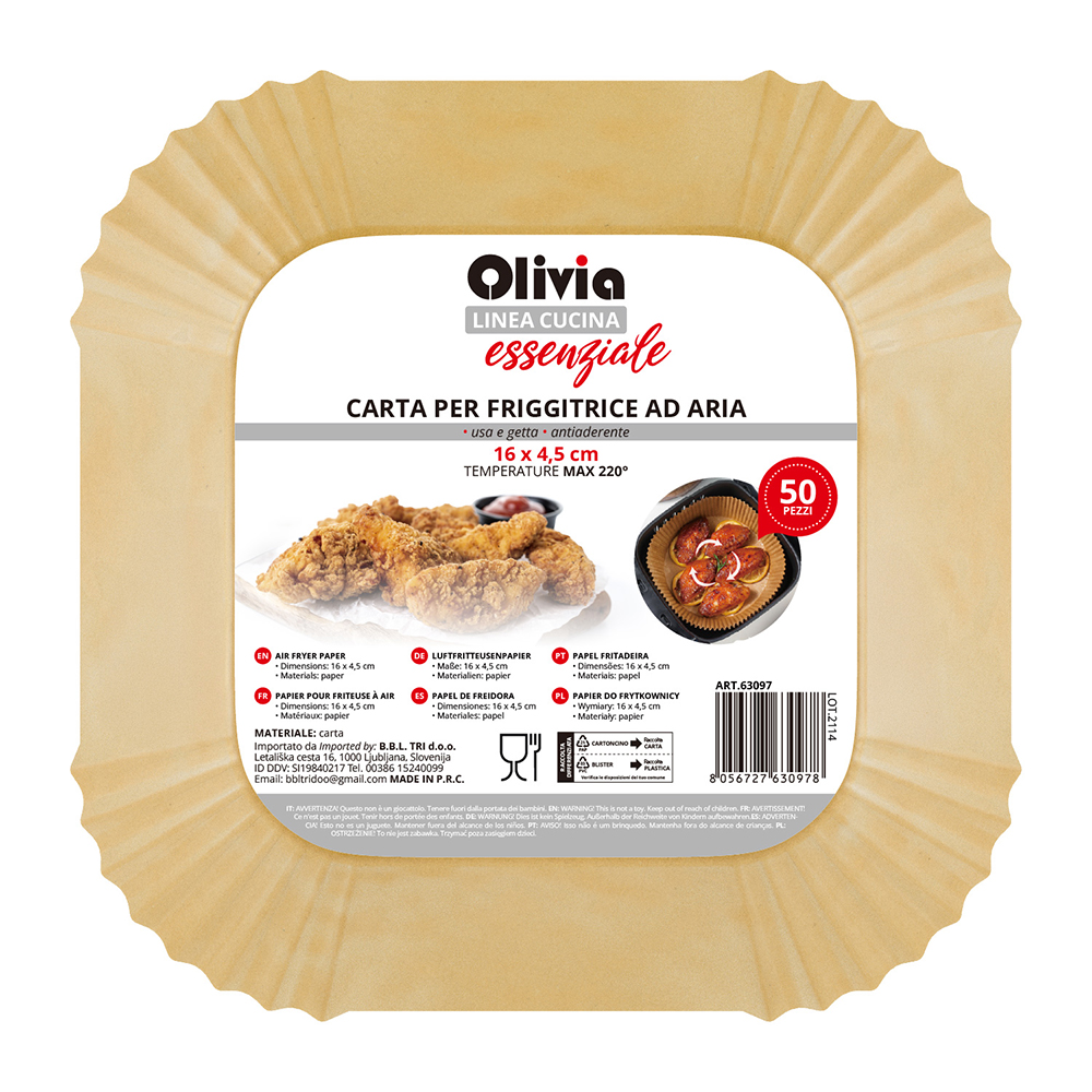 Carta Friggitrice ad Aria 16x4,5 cm 50 Pezzi Monouso