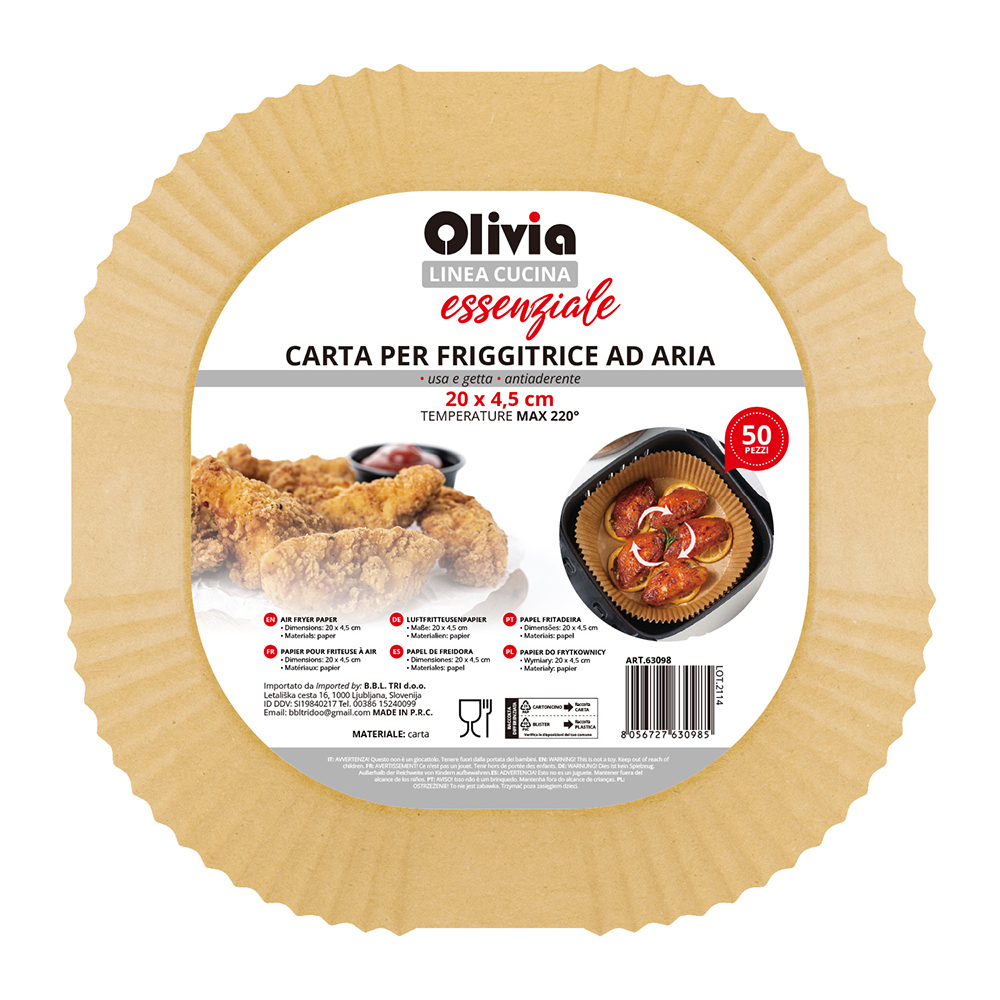 Carta Friggitrice ad Aria 20x4,5cm 50 Pezzi Monouso