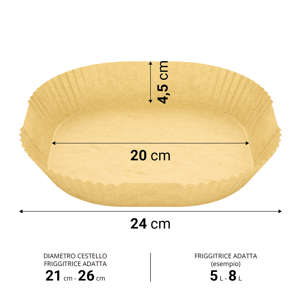 Carta friggitrice ad aria 20x4,5cm 50 pezzi Monouso - immagine 2