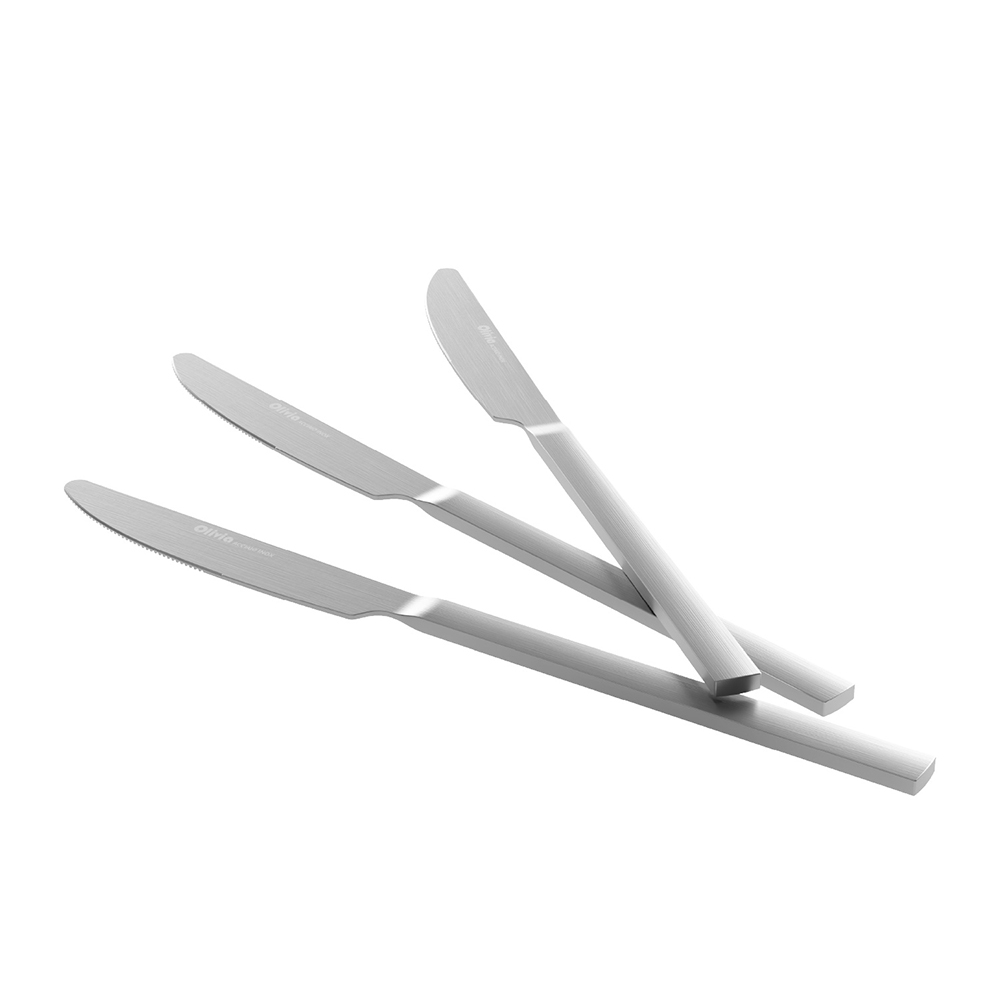 Coltelli da Tavola  in Acciaio Inox Satinato opaco 23,5cm 3 pezzi