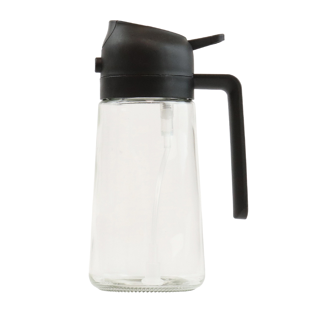 Oliera 2 in 1 Spray e Versatore in Vetro Borosilicato Nera 450ml