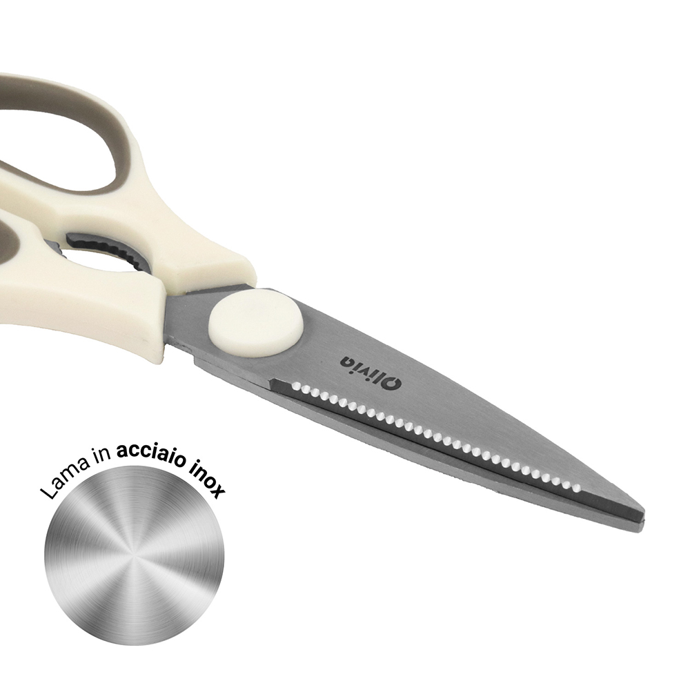 Forbici da cucina apribottiglia 22x8cm Lame in acciaio inox - immagine 3