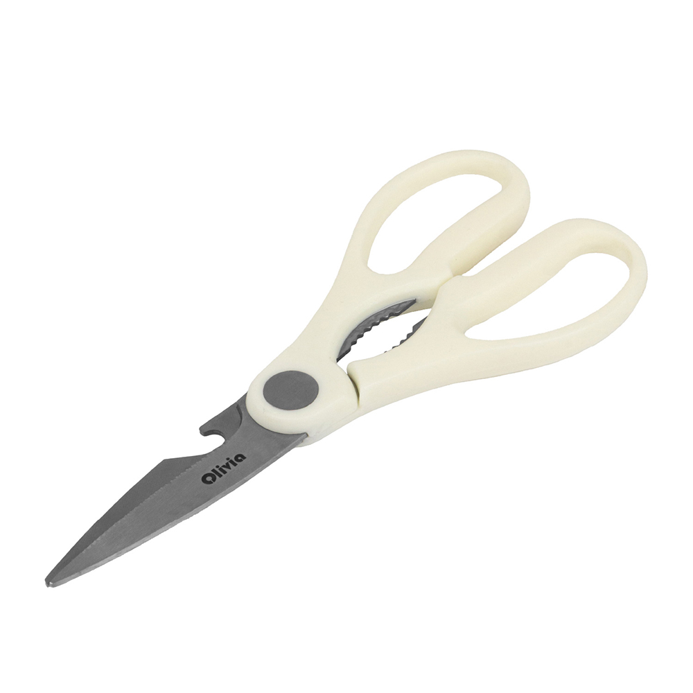 Forbici da Cucina apribottiglia 21,3×8,5cm Lame in Acciaio Inox e manico avorio