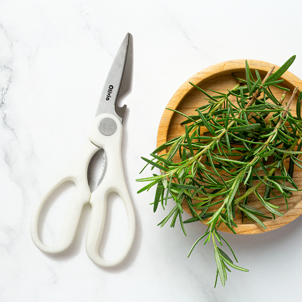 Forbici da cucina apribottiglia 21,3×8,5cm Lame in acciaio inox e manico avorio - immagine 3