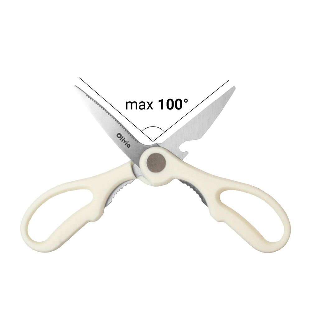 Forbici da cucina apribottiglia 21,3×8,5cm Lame in acciaio inox e manico avorio - immagine 7