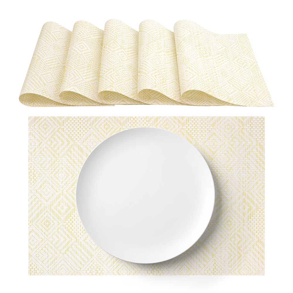 Tovagliette americane lavabili in PVC giallo pastello 30x45cm 6 pezzi