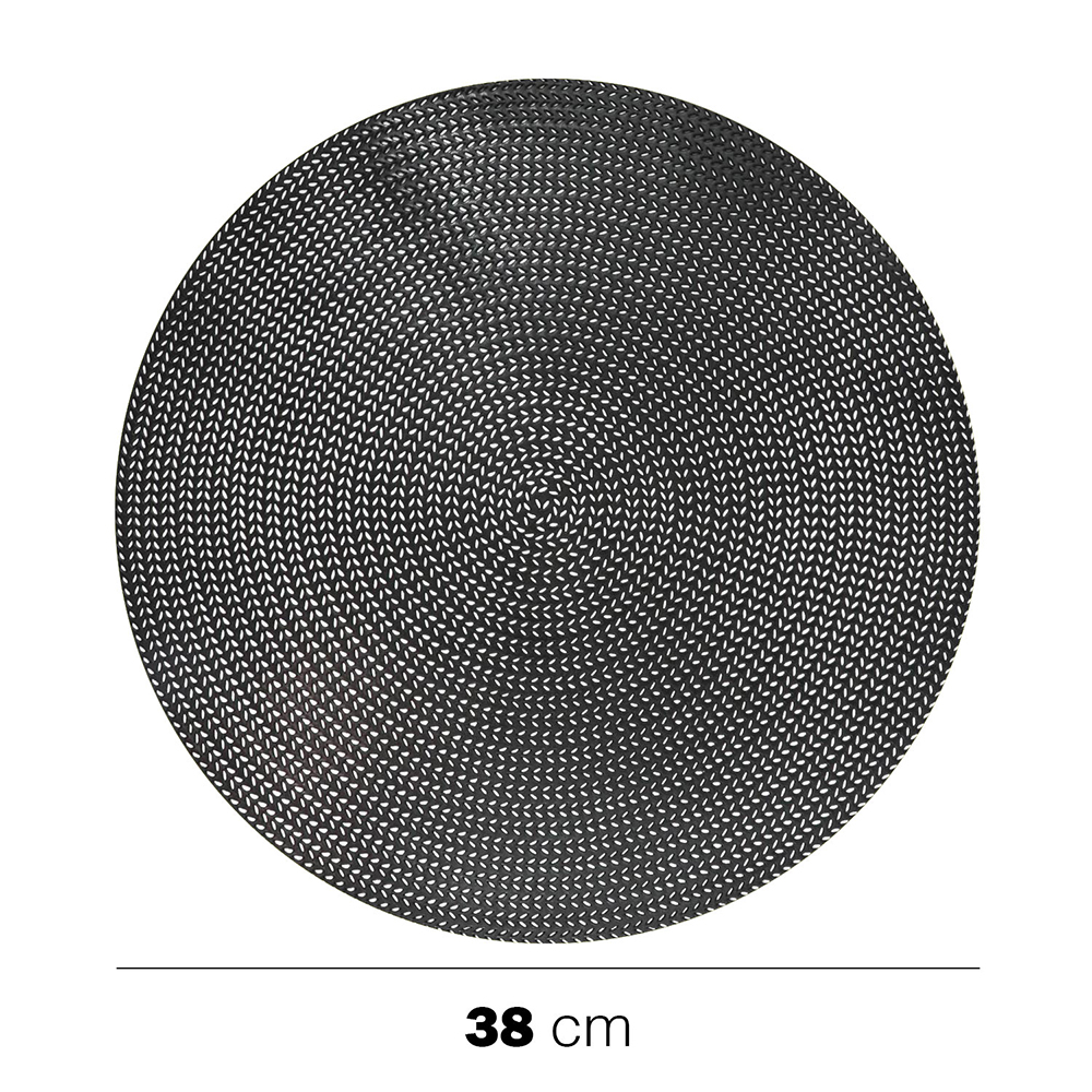 Tovagliette Rotonde Intrecciate 38cm in PP Nero  6 pezzi