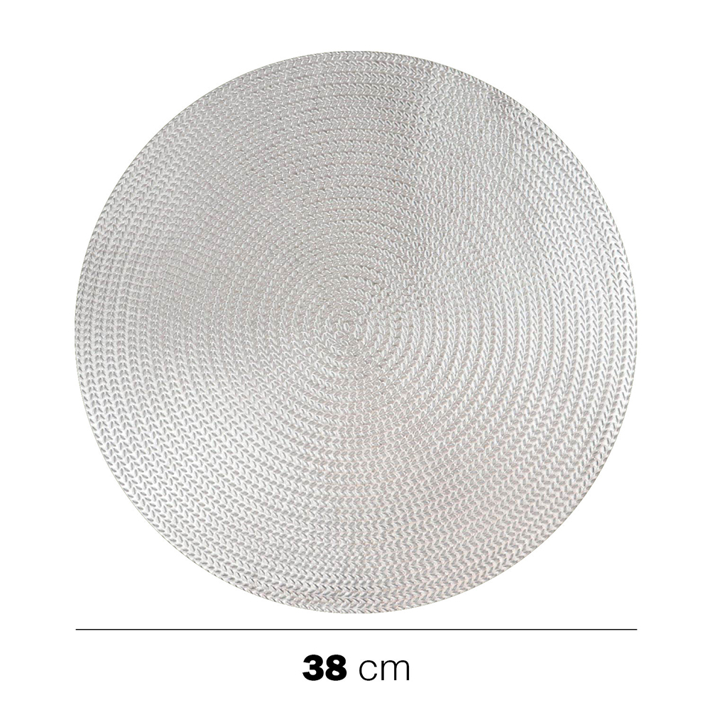 Tovagliette Ovali Intrecciate 44x29,5cm in PP Argento 6 pezzi