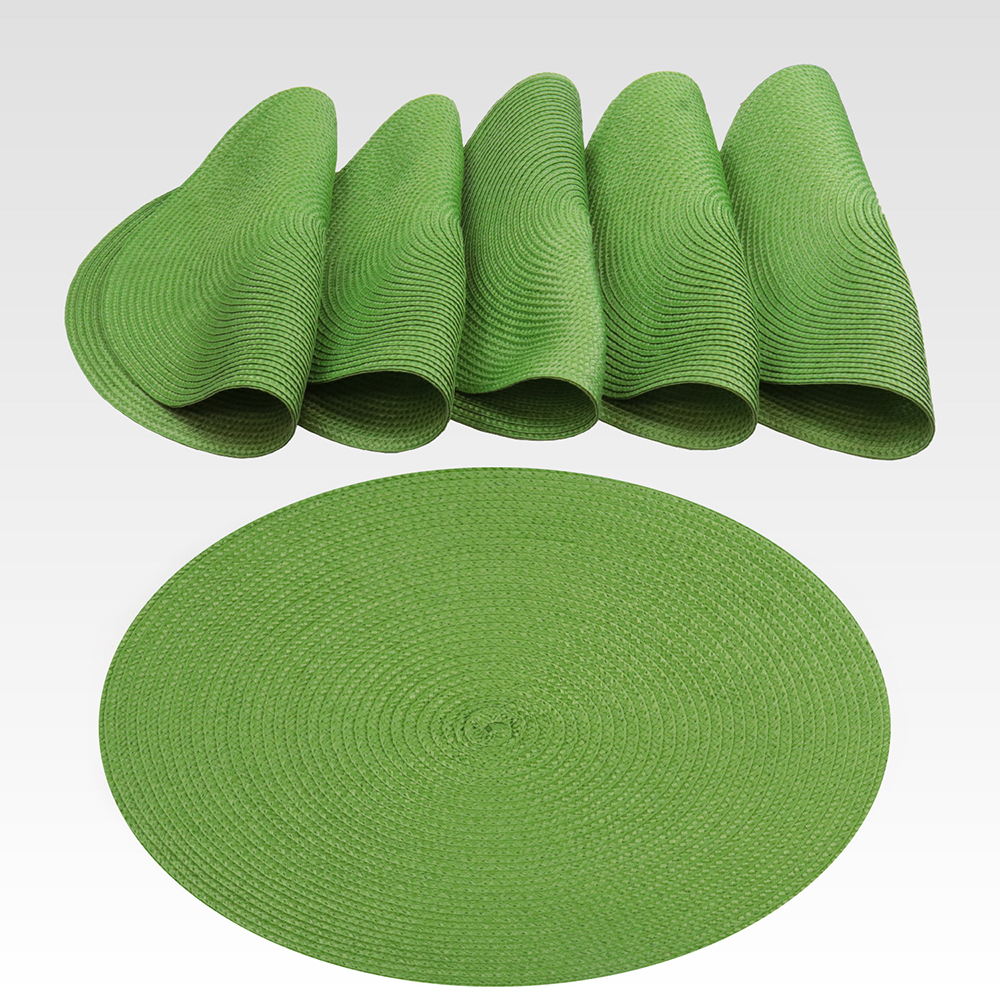 Tovagliette rotonde intrecciate 38cm in PP Verde Lime 6 pezzi - immagine 2