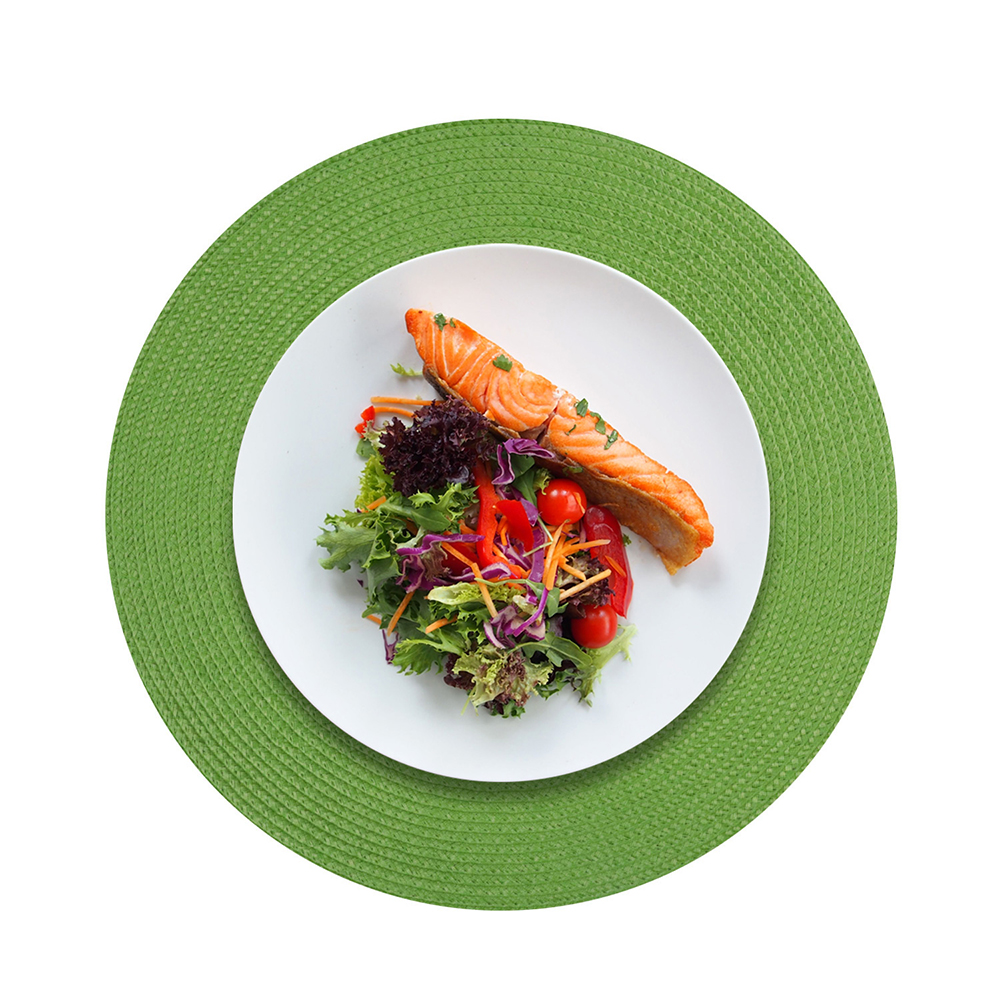 Tovagliette rotonde intrecciate 38cm in PP Verde Lime 6 pezzi - immagine 3