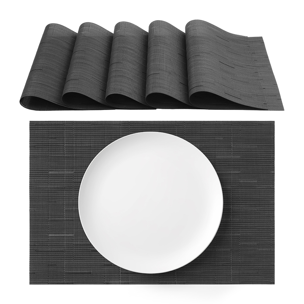Tovagliette americane lavabili in PVC antracite 30x45cm 6 pezzi