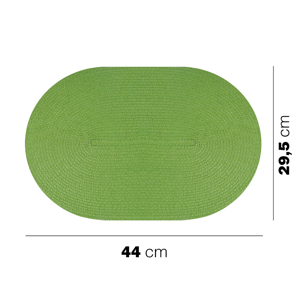 Tovagliette Ovali Intrecciate 44x29,5cm in PP Verde 6 pezzi