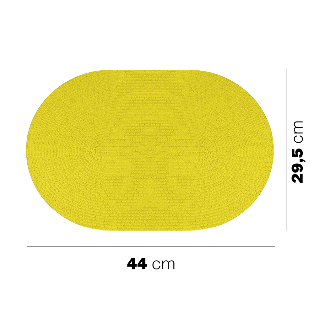 Tovagliette Ovali Intrecciate 44x29,5cm in PP Giallo Sole 6 pezzi