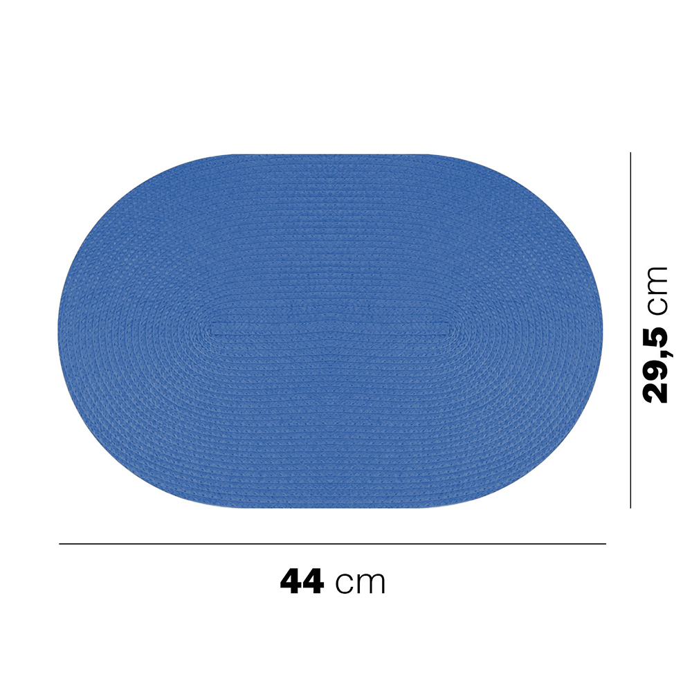 Tovagliette Ovali Intrecciate 44x29,5cm in PP Azzurro  6 pezzi