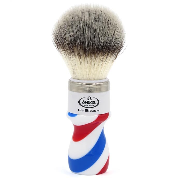 Omega shaving brush hi-brush fiber barber pole