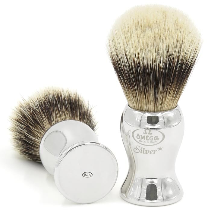 Omega shaving brush silvertip badger sterling silver handle 6795