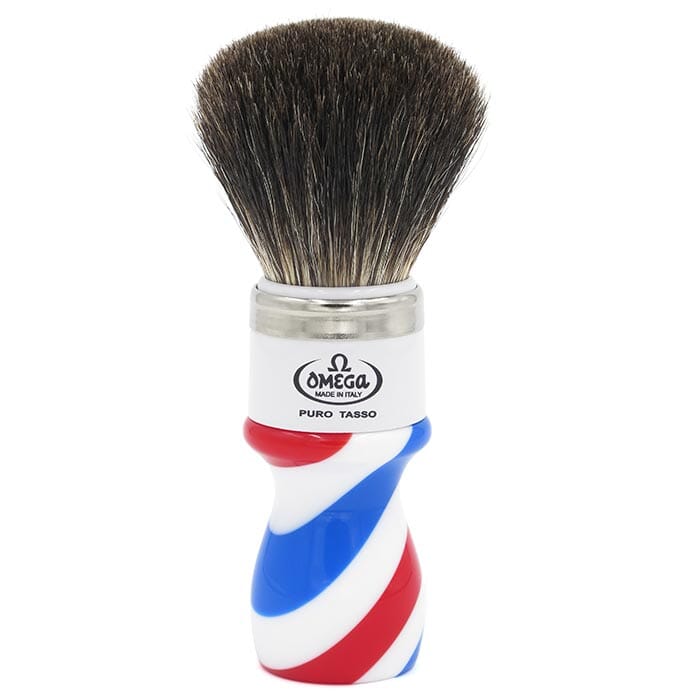Omega shaving brush black badger barber pole