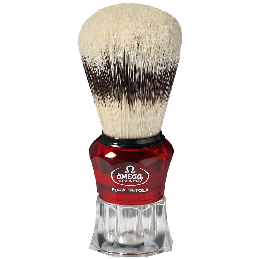 Omega shaving brush pure bristle badger effect with stand